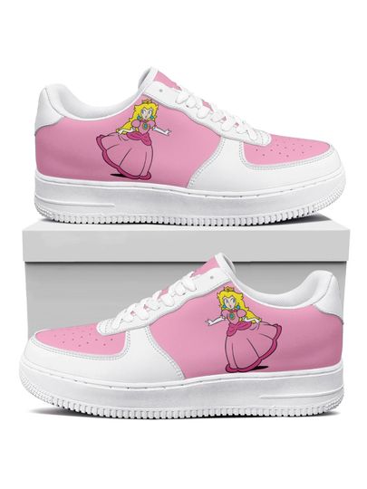Super Mario Princess Peach Sneakers for Kids, Men, Women Leather Low Top Shoes