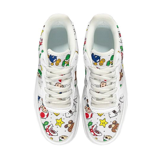 Super Mario Leather Low Top Sneakers for Kids, Men, Women