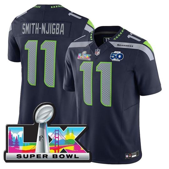 Personalized Seahawks  Jersey, Custom Name & Number, Sports Super Bowl LX Patch  Gift