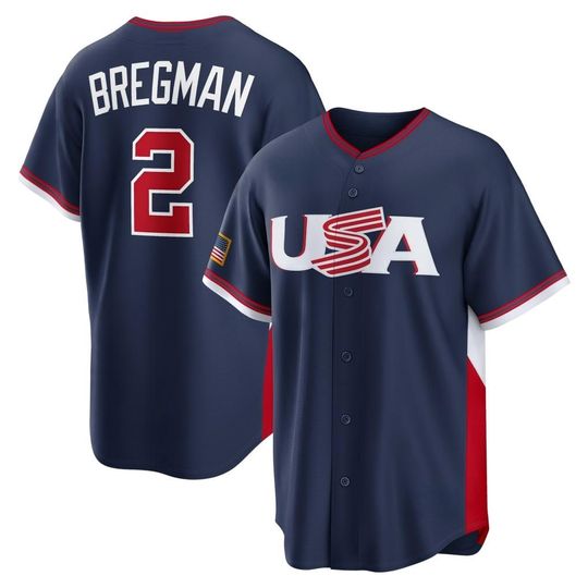 USA Baseball Alex Bregman Road Stadium Jersey,Navy 2026 World Baseball Classic