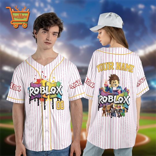 Custom Roblox Baseball Jersey, Personalized Roblox Gamer Shirt, Kids Roblox Gift, Name Number Gaming Jersey, Roblox Fan Apparel