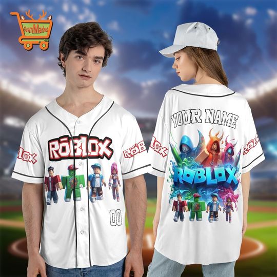 Roblox Personalized Baseball Jersey, Custom Roblox Shirt With Name & Number, Kids Gamer Jersey, Roblox Birthday Shirt