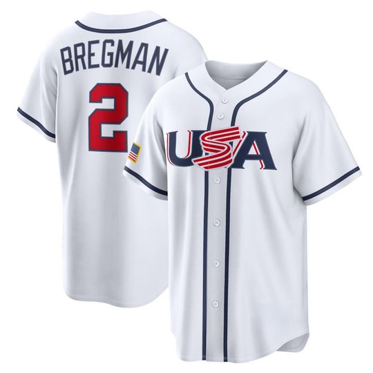 USA Baseball Jersey #2 Alex Bregman,Men's/Youth White 2026 World Baseball Classic