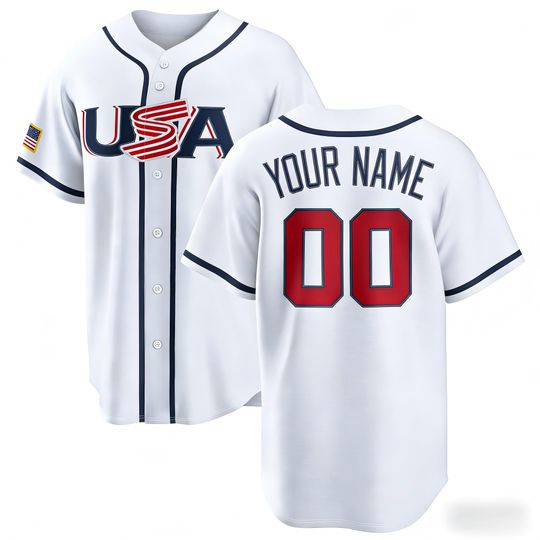 Custom WBCC USA Baseball Jersey White Customized Fan Shirt Man's Youth