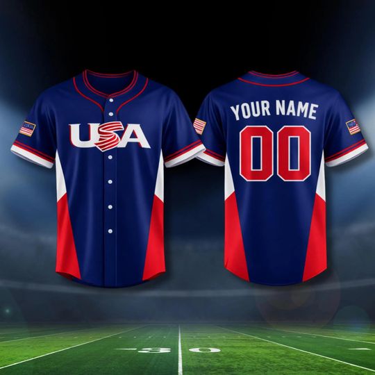 USA Baseball 2026 Tournament Jersey  Custom Name Number, Button Front