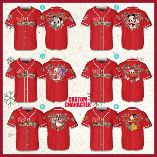 Mickey And Friends Merry Christmas Baseball Jersey, Ddisney Family Christmas Shirt, Magic Kingdom Xmas Gift Family Matching Christmas Outfit