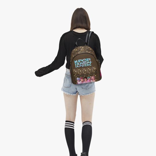 Kpop Anime Mini Backpack  Girl Group Fantasy PU Leather School Bag  Tan Purse