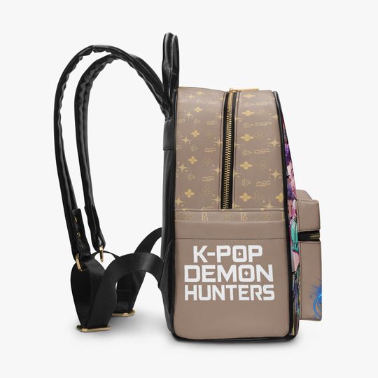 Kpop Anime Mini Backpack  Girl Group Fantasy PU Leather School Bag  Tan Purse