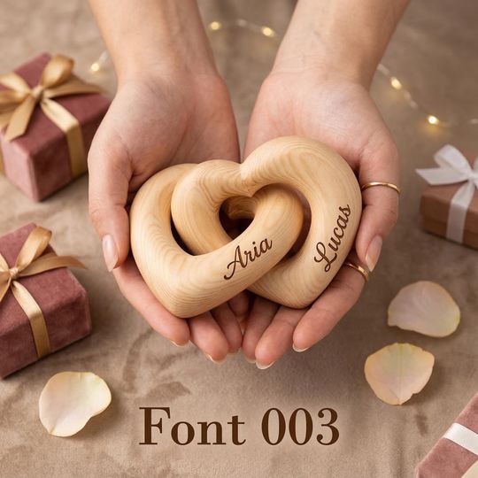 Personalized Interlocking Hearts Sculpture, Custom Wedding Gift for Couple, Engagement Keepsake, Romantic Boyfriend Girlfriend Present