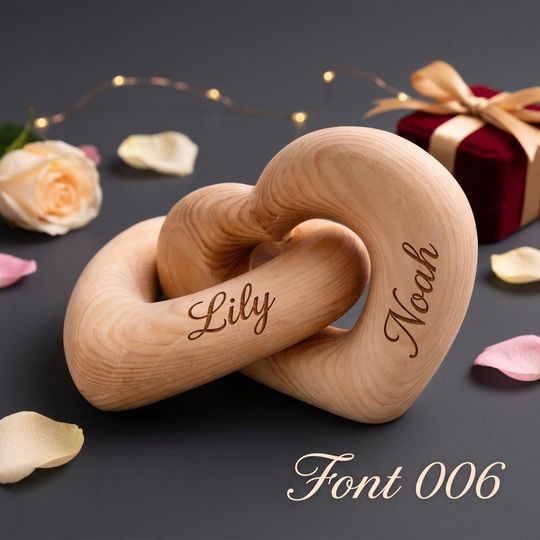 Personalized Interlocking Hearts Sculpture, Custom Wedding Gift for Couple, Engagement Keepsake, Romantic Boyfriend Girlfriend Present