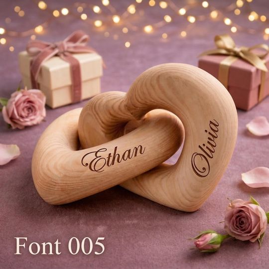 Personalized Interlocking Hearts Sculpture, Custom Wedding Gift for Couple, Engagement Keepsake, Romantic Boyfriend Girlfriend Present