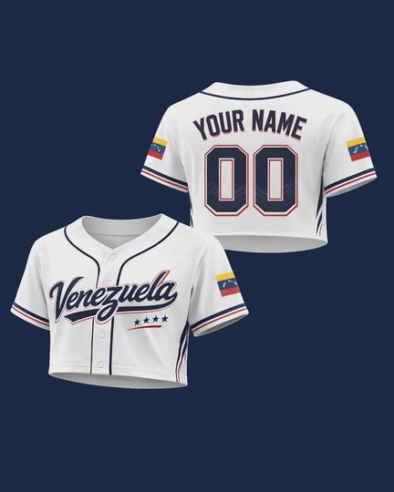 Personalized Venezuela Baseball Crop Top Jersey, Custom Name Number Fan Apparel