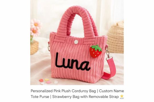 Custom Name Corduroy Crossbody, Embroidered Kids Shoulder Bag