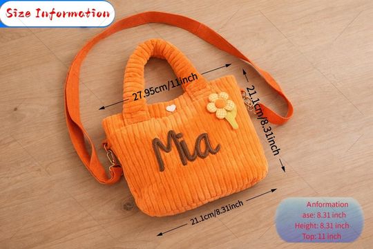 Custom Name Corduroy Crossbody, Embroidered Kids Shoulder Bag