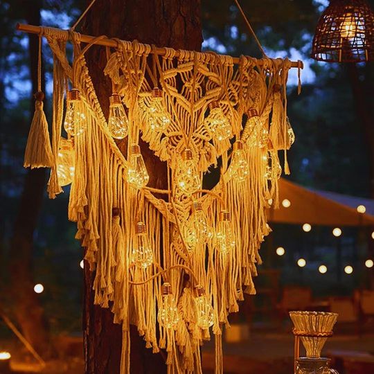 Vintage Hemp Rope Outdoor Solar String Lights