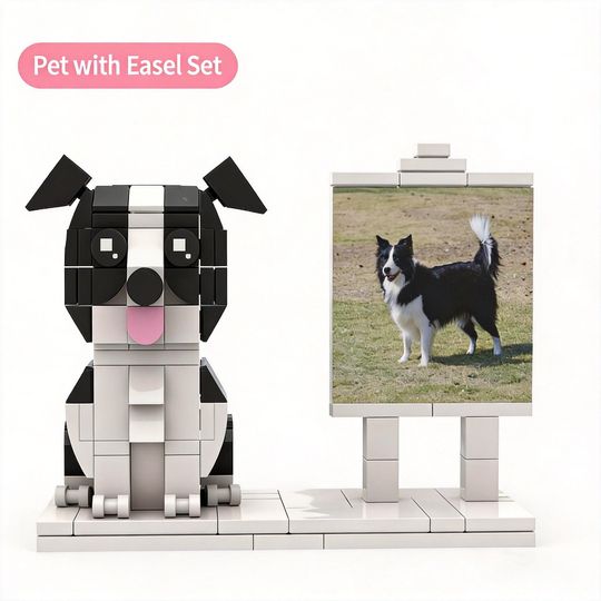 Custom Pet Portrait Building Blocks, Personalized Photo Brick Sculpture, Pet Memorial Keepsake