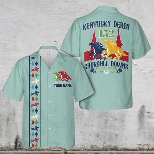 Personalized Kentucky Derby Churchill Downs Hawaiian Shirt, Derby Party Gift For Horse Racing Lover, Custom Talk Derby To Me Button Up Shirt