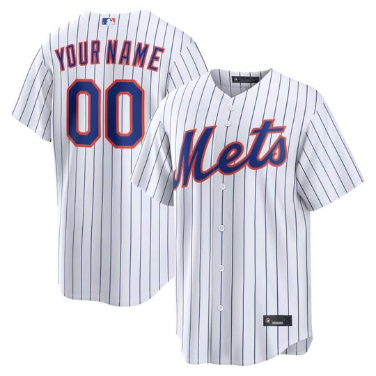 Personalized New York Mets White Jersey, Custom Name Number, Embroidered Gift