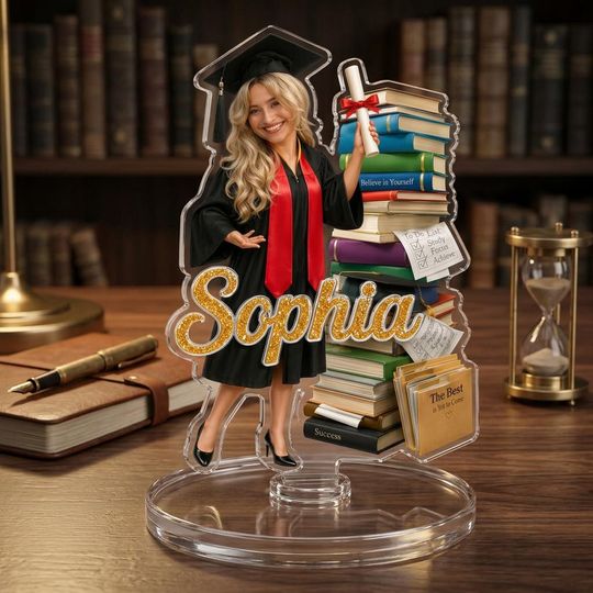 Personalized Graduation Acrylic Standee with Photo & Name, Custom Spinning Stand Gift, Double Sided Acrylic Figure, Graduation Keepsake