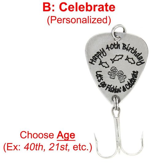Personalized Birthday Fishing Lure: Engraved Stainless Steel Hook