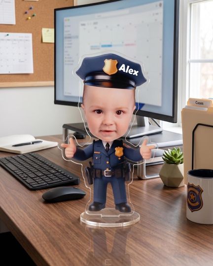 Personalized Police Big Head Standee  Custom Acrylic Photo Prop (Birthday, Graduation)
