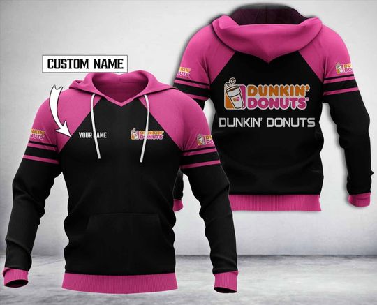 Dunkin' donuts black & pink custom name 3D Hoodie| Dunkin Donuts Funny gift
