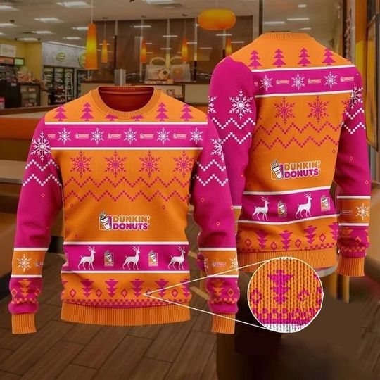 Dunkin Donuts Pink AOP Ugly 3D Sweater