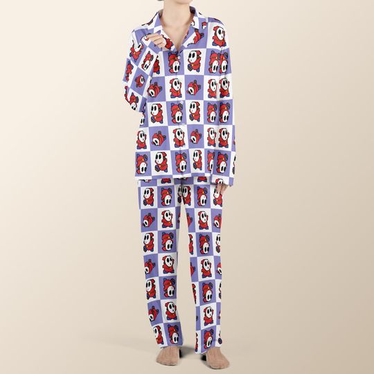 Shy Guy Super Mario Pajamas set, Shy Guy Pajamas Sleepwear, Mario Family Matching, Arcade Fans Gift, Christmas Gift