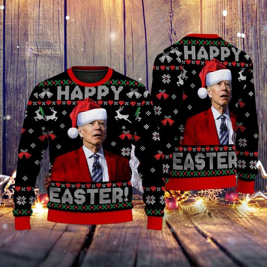 Merry 4th Of Easter Ugly Sweater, Santa Joe Biden 3D Sweater