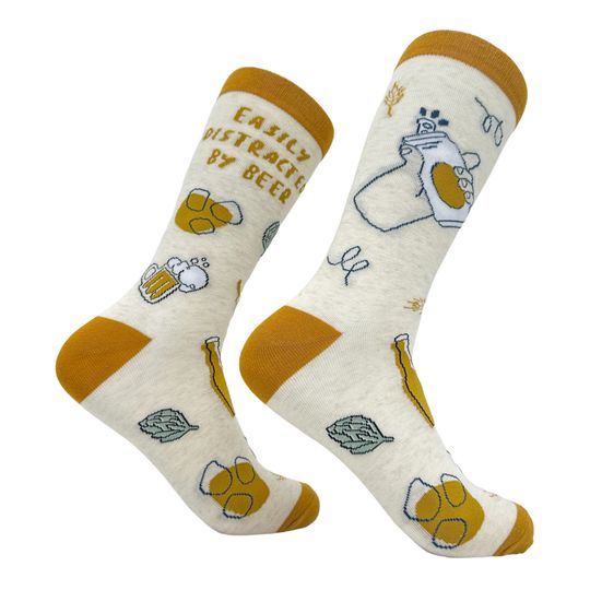 Easily Distracted By Beer Socks, Funny Drinking Socks