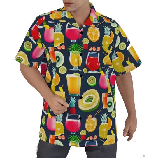 Fruit Rum Drinks Hawaiian Shirts for Men Women - Button Up Mens Hawaiian Shirts