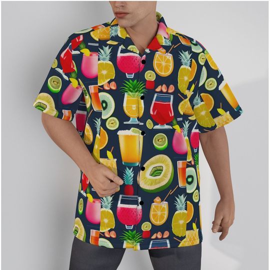 Fruit Rum Drinks Hawaiian Shirts for Men Women - Button Up Mens Hawaiian Shirts