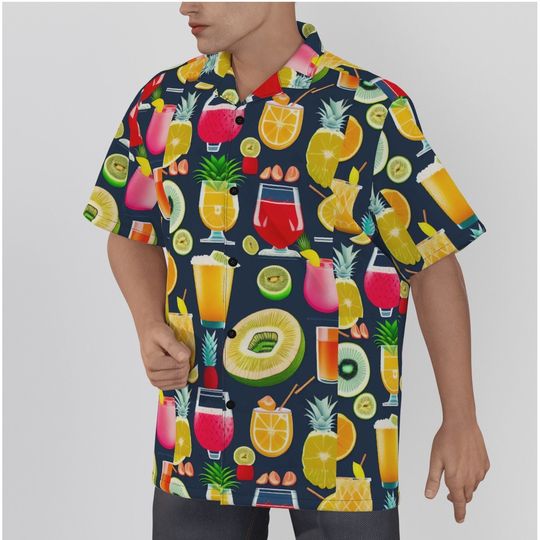 Fruit Rum Drinks Hawaiian Shirts for Men Women - Button Up Mens Hawaiian Shirts