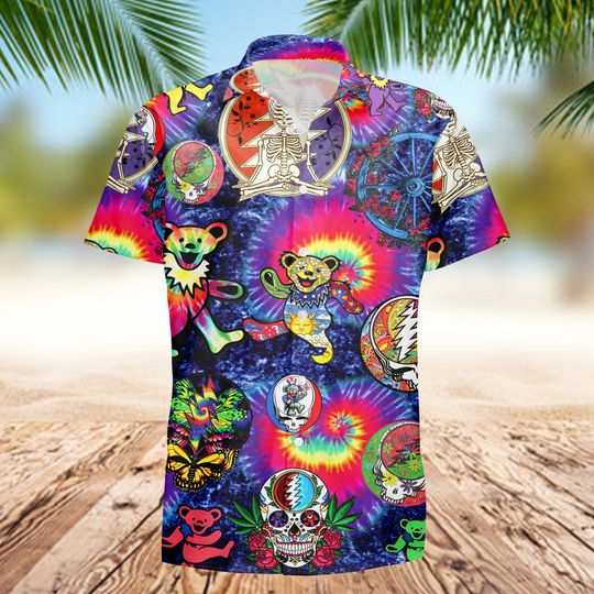 High Quality Bears Grateful Dead Tie Die Hawaiian Shirt