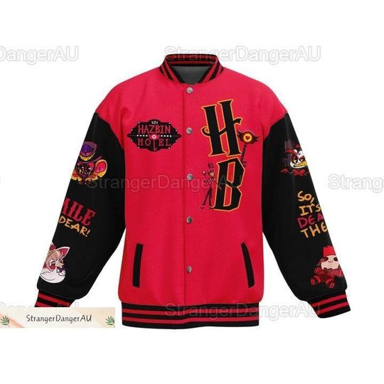 Alastor Hazbin Hotel Baseball Jacket, Hazbin Hotel Varsity Jacket
