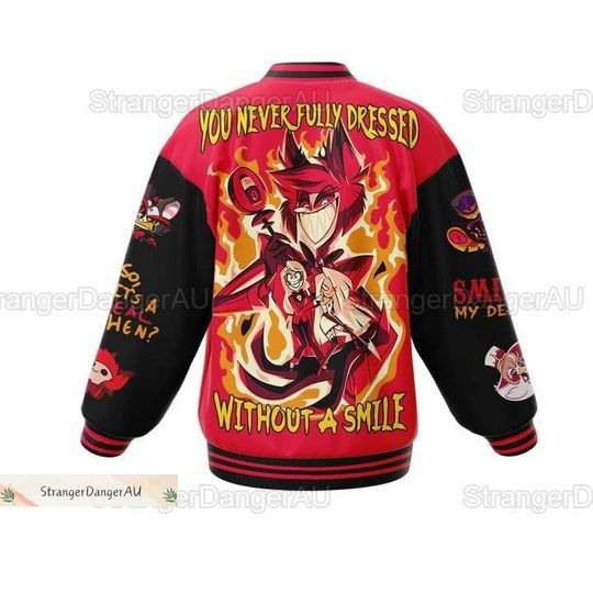 Alastor Hazbin Hotel Baseball Jacket, Hazbin Hotel Varsity Jacket
