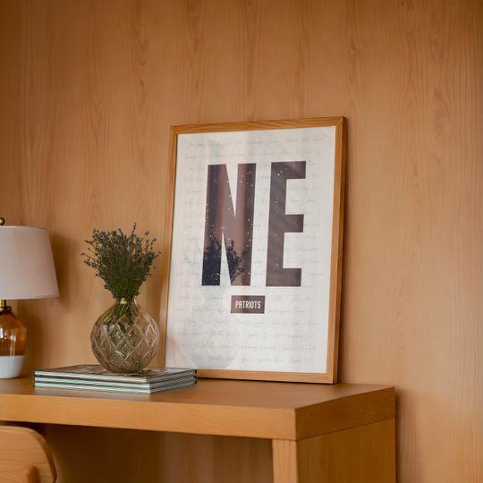 New England Patriots Wall Art | Vintage NE Print | Iconic Patriots Words & Phrases Typography Design | Navy Blue Football Decor