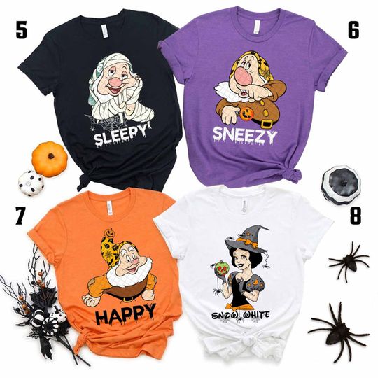 Seven Dwarfs And Snow White Halloween Matching T-Shirt