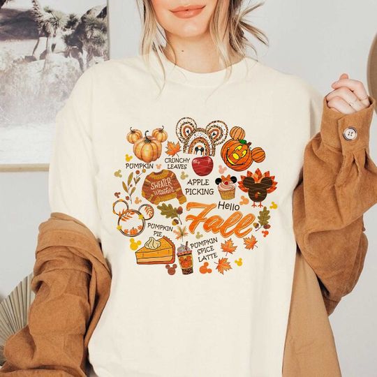 Disney Fall Doodle Sweatshirt, Fall Vibes Sweatshirt
