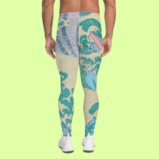 Great Wave off Kanagawa Man Leggings. Pastel colors. Premium quality.