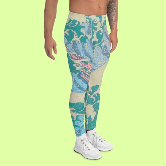 Great Wave off Kanagawa Man Leggings. Pastel colors. Premium quality.