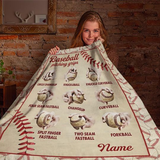 Baseball Pitching Grips Blanket, Personalized Baseball Blanket
