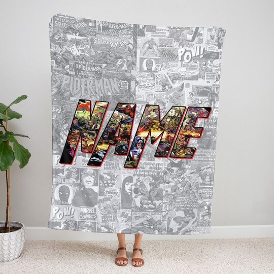 Personalized Name Marvel Blanket, Avengers Squad Blanket