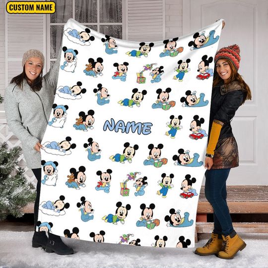 Personalized Name Baby Mickey Blanket , Mickey Mouse Blanket