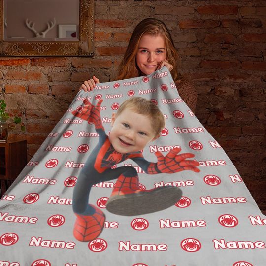 Personalized Photo Blanket, Custom Name Miles Morales Blanket