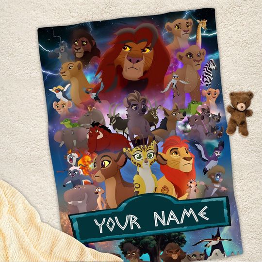 Disney Lion King Characters Blanket, Customized Name Lion King Blanket