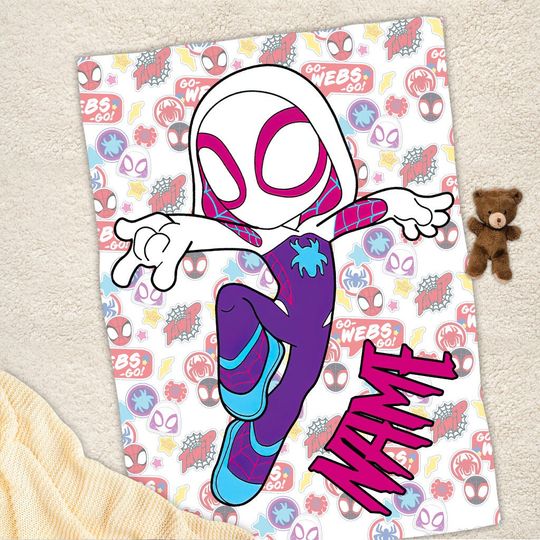 Personalized Name Spider Gwen Blanket, Spiderman Blanket
