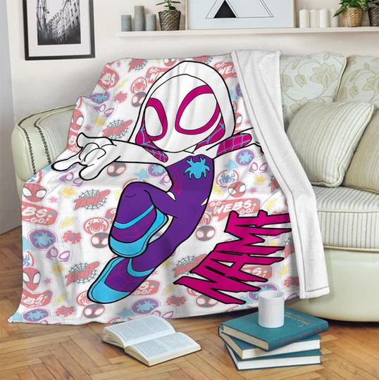 Personalized Name Spider Gwen Blanket, Spiderman Blanket