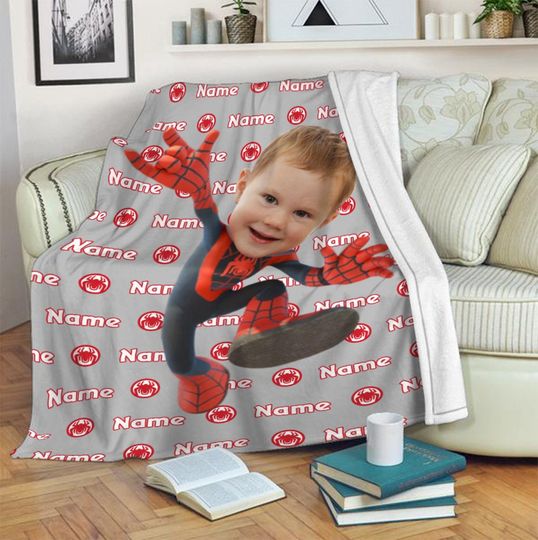 Personalized Photo Blanket, Custom Name Miles Morales Blanket