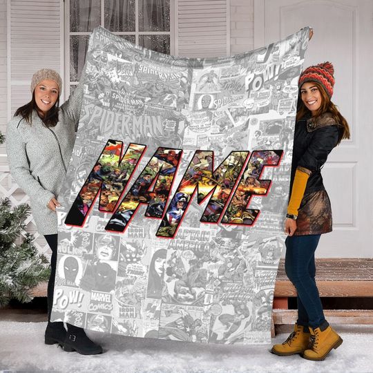 Personalized Name Marvel Blanket, Avengers Squad Blanket